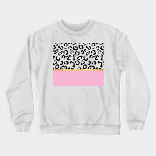 Black and white leopard print on pink, golden lining Crewneck Sweatshirt